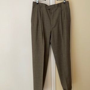 Vintage 80s - 90s Brown Pleated Trousers cuffed